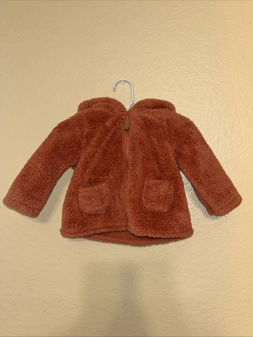 Carters Baby Boys Fleece Hoodie Jacket Brown 9 M Bear Ears Winter